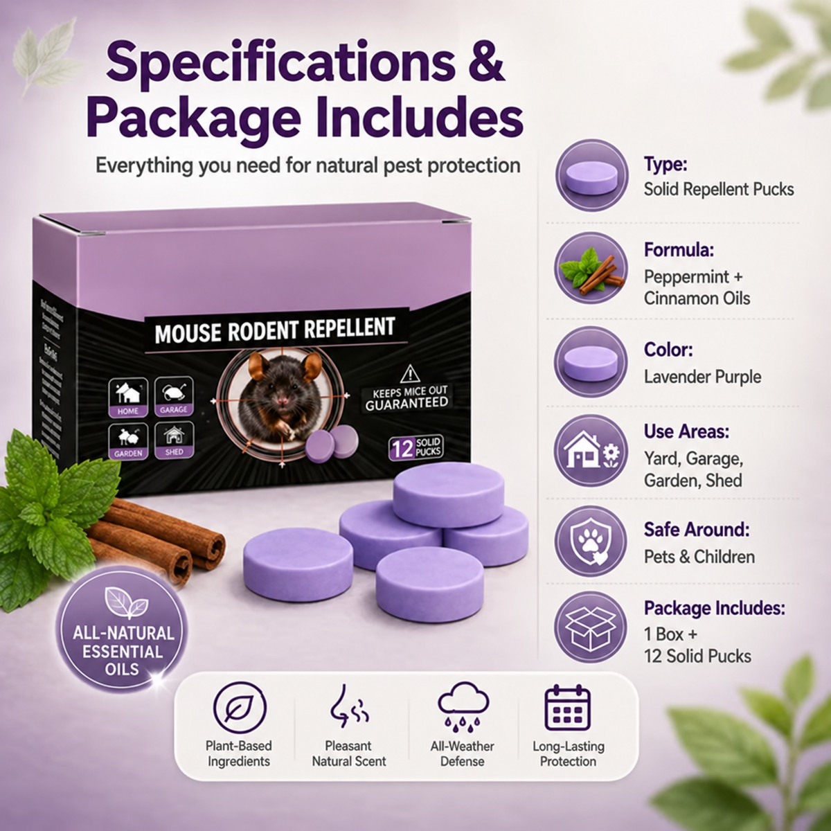๐ฅ FALL SALE โ 50% OFF ๐ฅ All-Natural Peppermint & Cinnamon Pest & Rodent Repellent Pucks