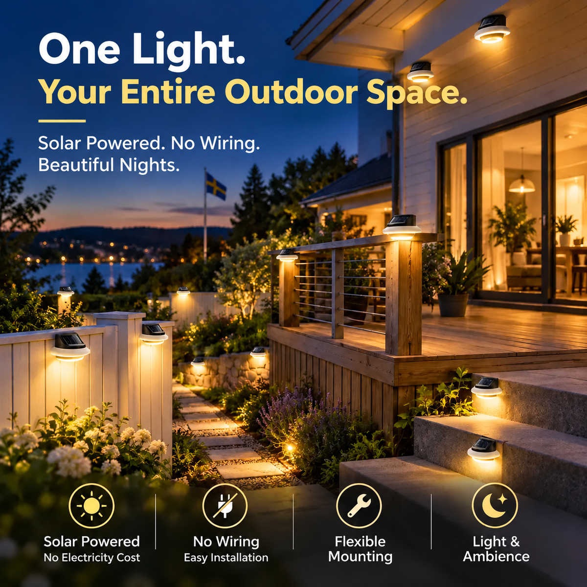 🔥Last day Buy 3 GET 2 FREE一$9.39 EACH🎁☀️ Solar LED Gutter Wall Light | Outdoor Accent