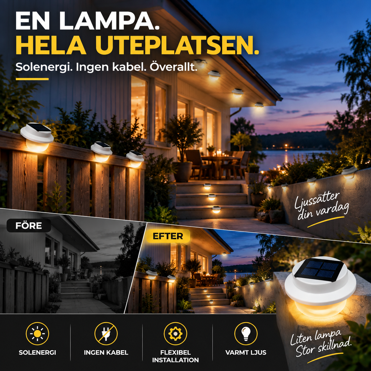 🔥Last day Buy 3 GET 2 FREE一$9.39 EACH🎁☀️ Solar LED Gutter Wall Light | Outdoor Accent
