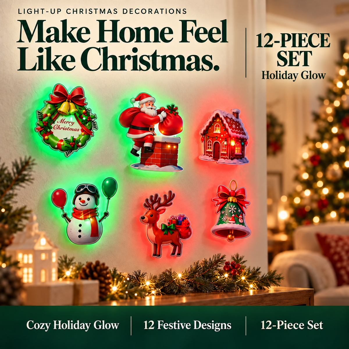 🔥 Last Day — 50% OFF 🔥LED Christmas Light-Up Wall Decals