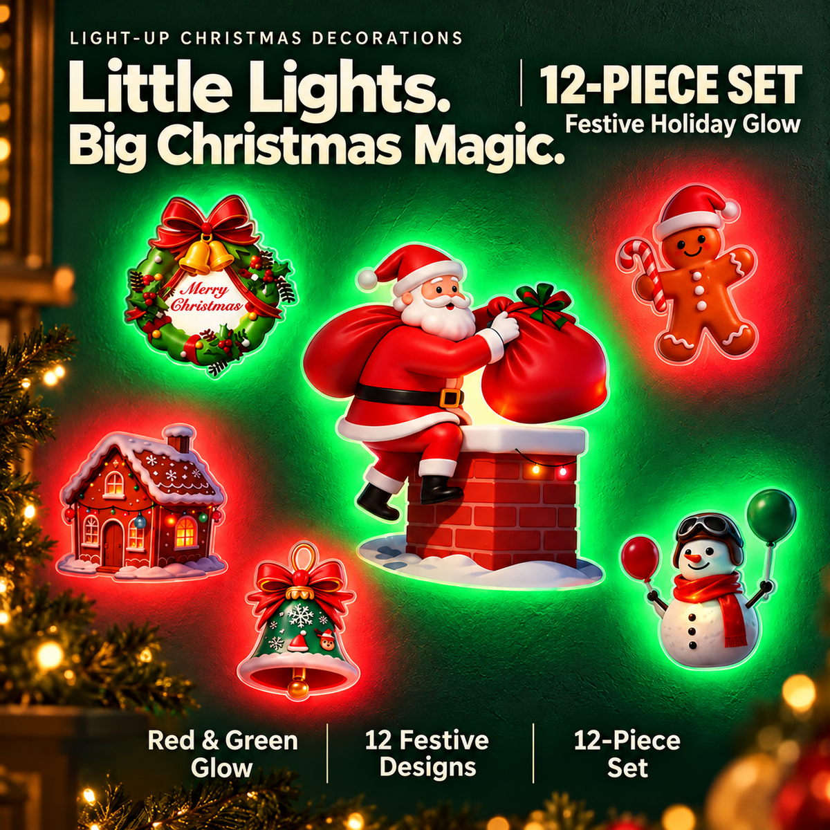 🔥 Last Day — 50% OFF 🔥LED Christmas Light-Up Wall Decals