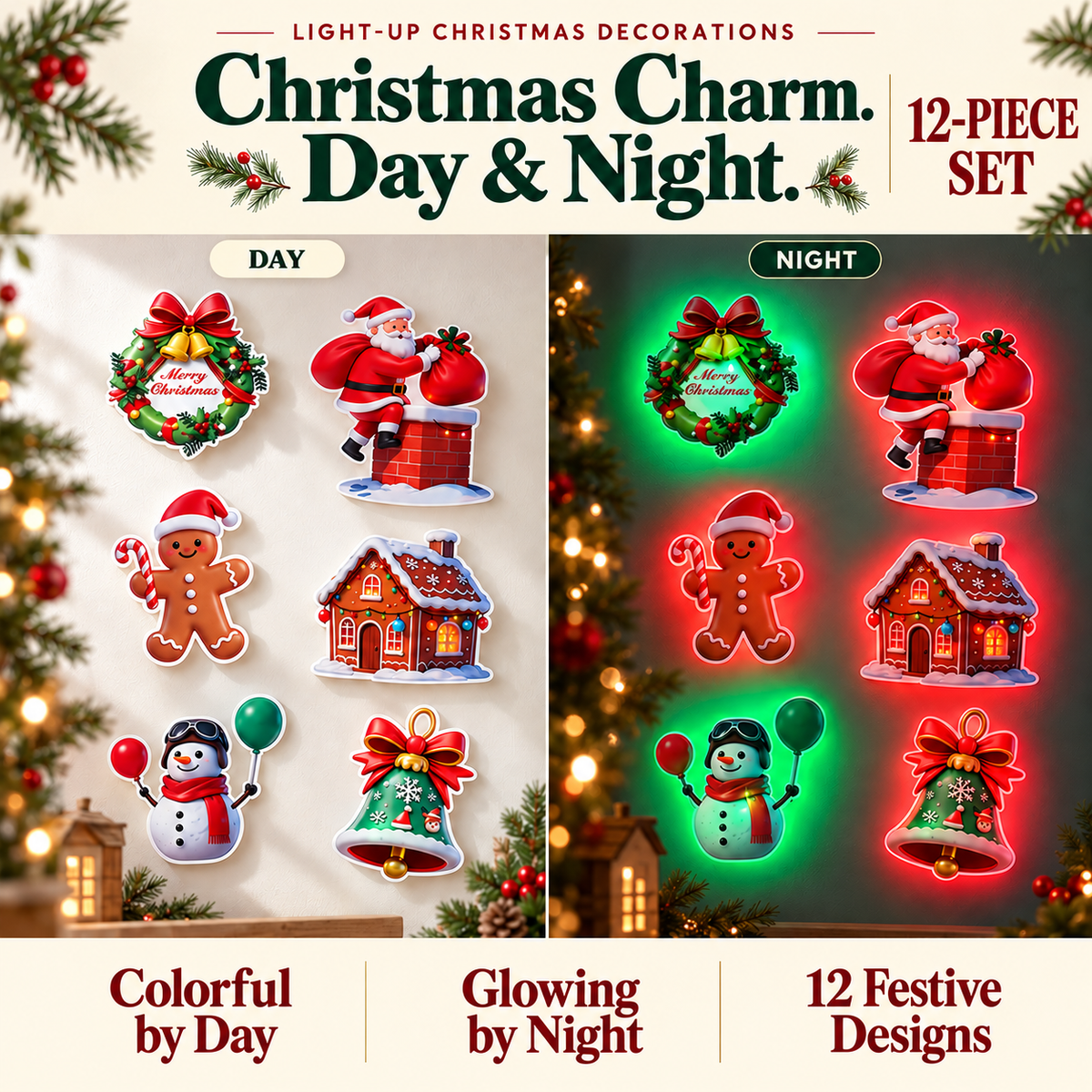 🔥 Last Day — 50% OFF 🔥LED Christmas Light-Up Wall Decals