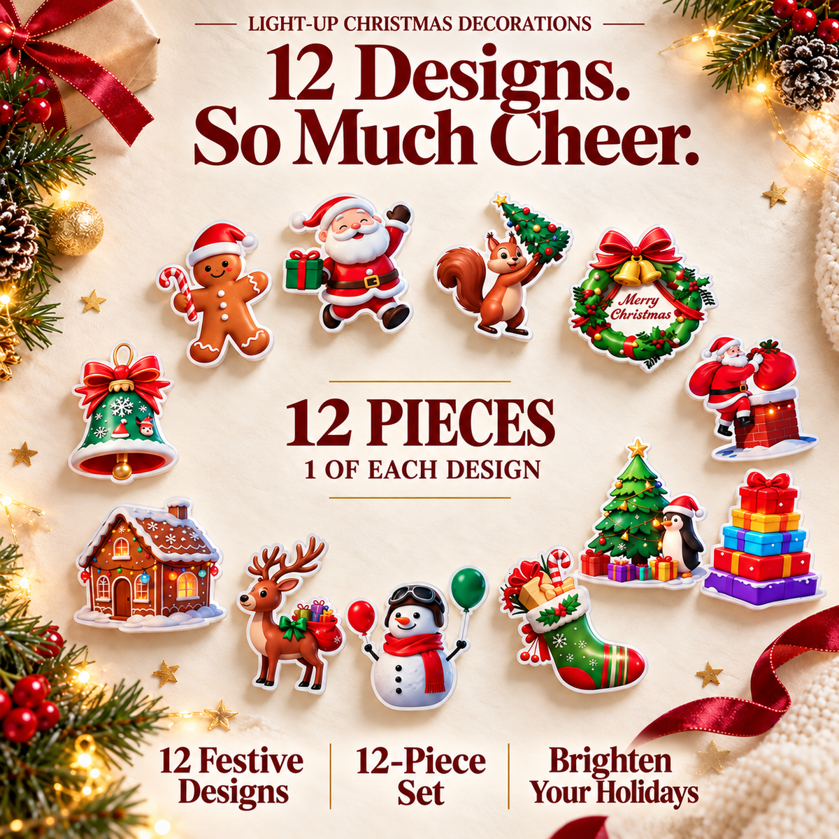🔥 Last Day — 50% OFF 🔥LED Christmas Light-Up Wall Decals