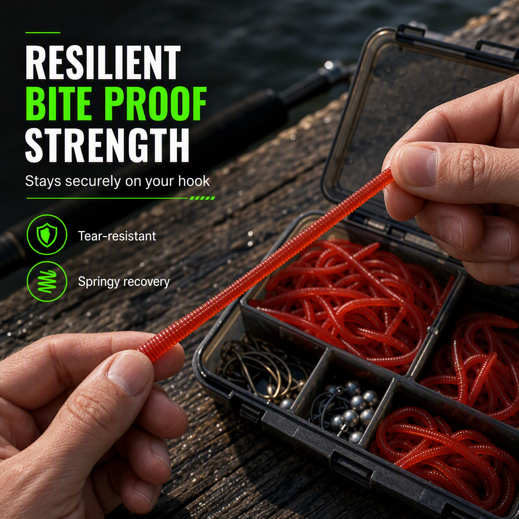 📢📢 LAST DAY – Buy 2 Get 2 FREE一$7.49 EACH⏰Simulation Earthworm Soft Fishing Lures Shrimp Scented Artificial Worm Baits for Freshwater and Saltwater Pack of 100