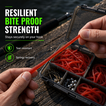 📢📢 LAST DAY – Buy 2 Get 2 FREE一$7.49 EACH⏰Simulation Earthworm Soft Fishing Lures Shrimp Scented Artificial Worm Baits for Freshwater and Saltwater Pack of 100